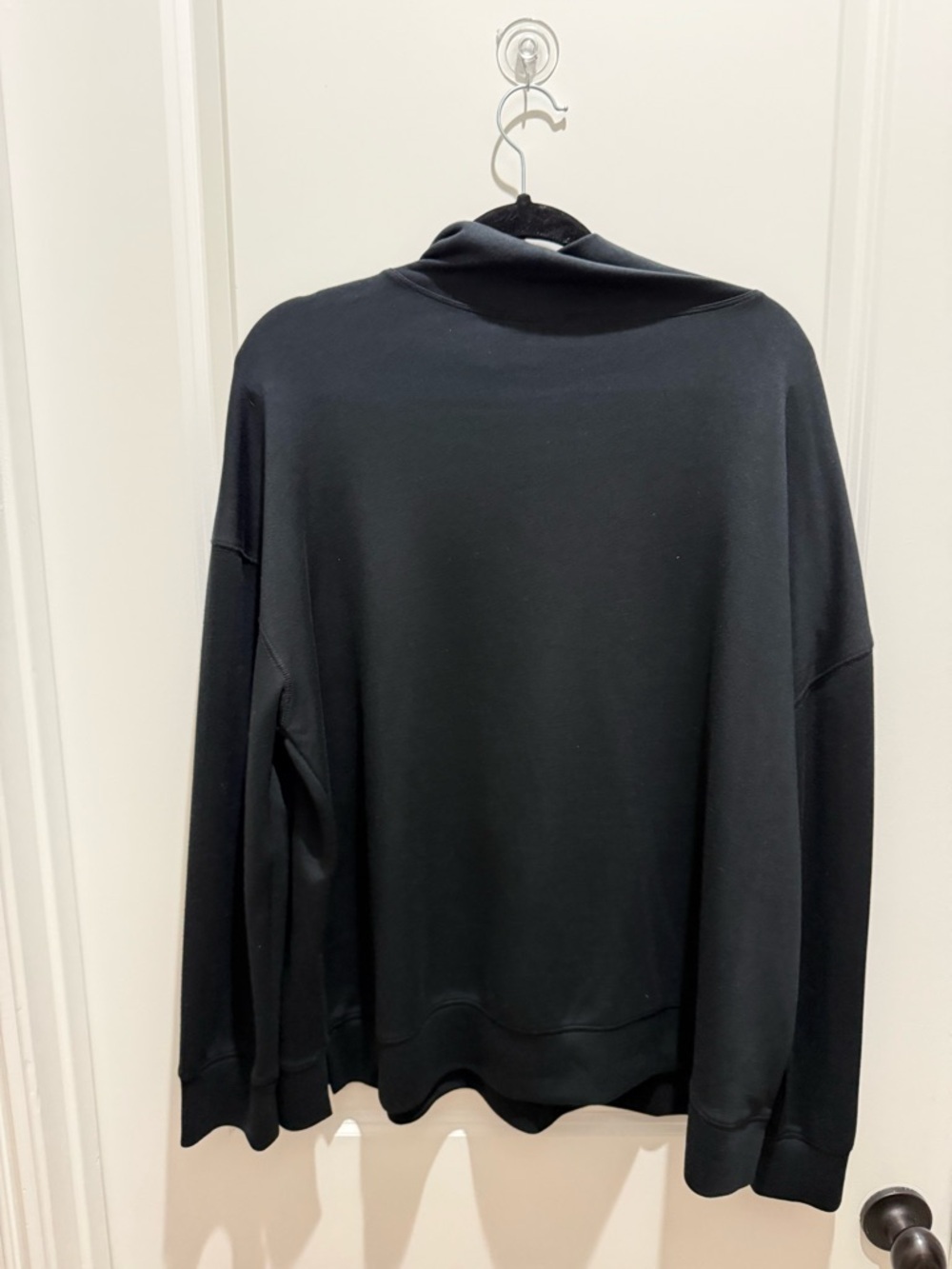 Black Mock Neck Pullover Hoodie - Picture 2 of 3